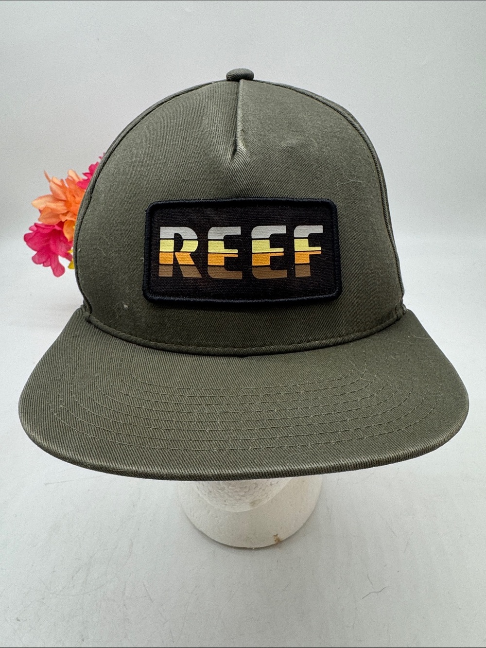 Reef Olive Green Logo Patch Trucker Hat adjustable HT10269G